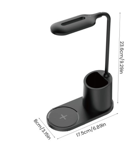 Smart LED Desk Lamp with Wireless Charging & Pen Holder