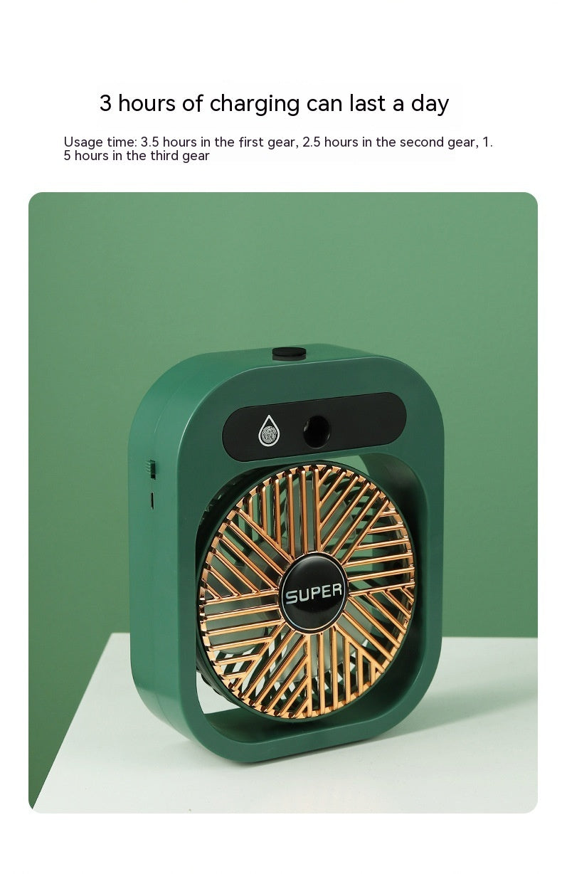 Air Conditioning Fan Desk Misting Fan – USB Rechargeable, 3 Wind Speeds,Humidifier
