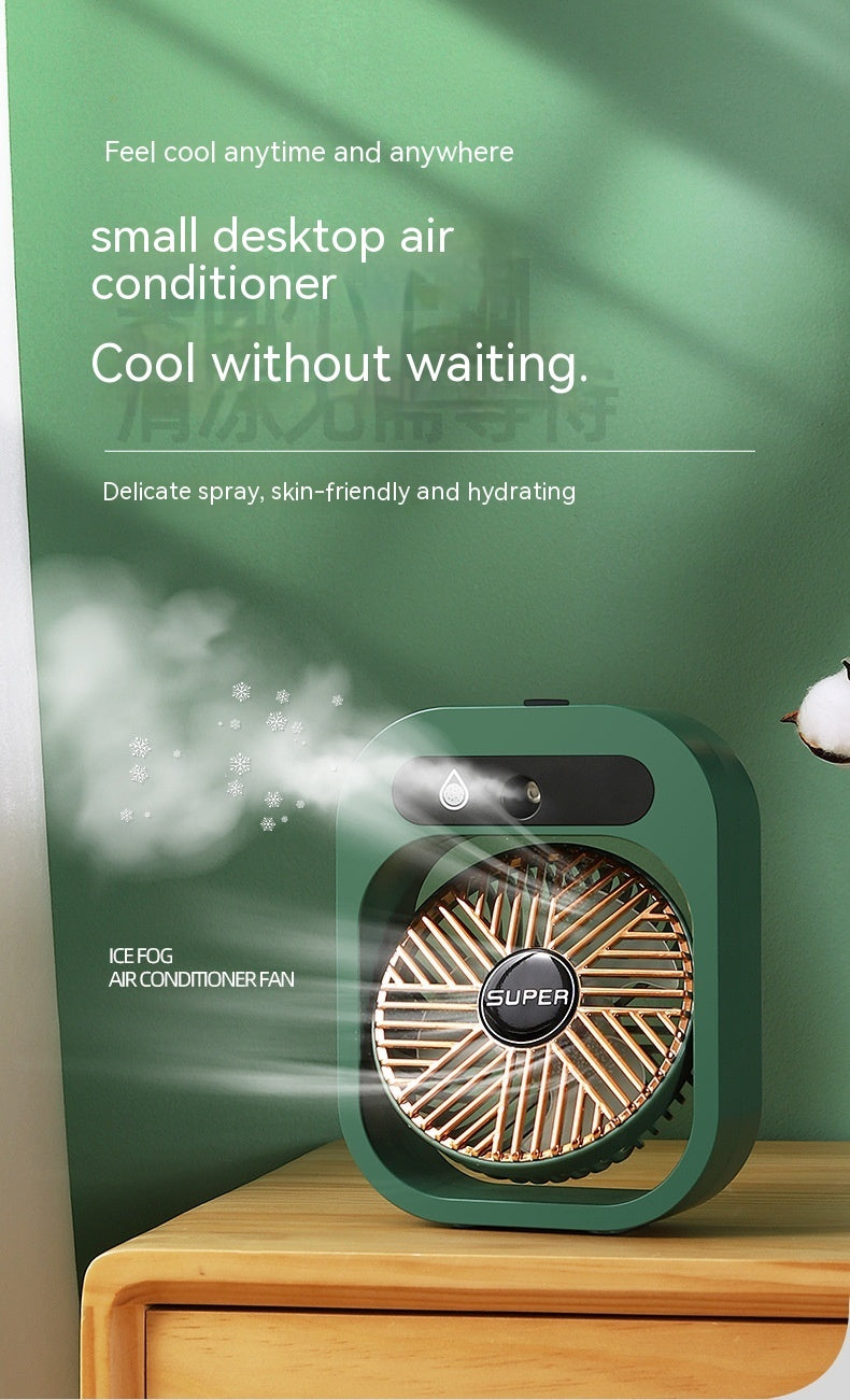 Air Conditioning Fan Desk Misting Fan – USB Rechargeable, 3 Wind Speeds,Humidifier