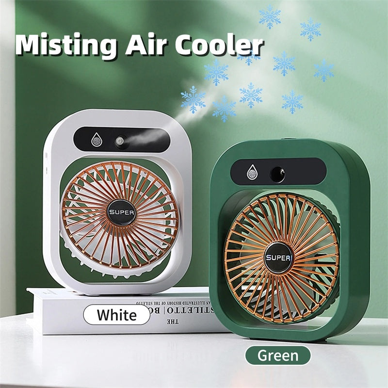 Air Conditioning Fan Desk Misting Fan – USB Rechargeable, 3 Wind Speeds,Humidifier