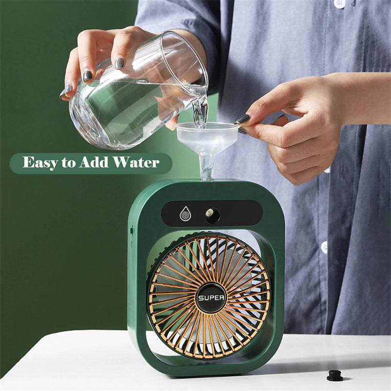 Air Conditioning Fan Desk Misting Fan – USB Rechargeable, 3 Wind Speeds,Humidifier